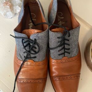 Cole Haan Mackenzie Oxfords in leather and chambray